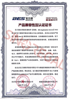 星瑞格數(shù)據(jù)庫與寶蘭德應(yīng)用服務(wù)器完成產(chǎn)品兼容互認(rèn)證，共筑國產(chǎn)化應(yīng)用軟件服務(wù)新生態(tài)